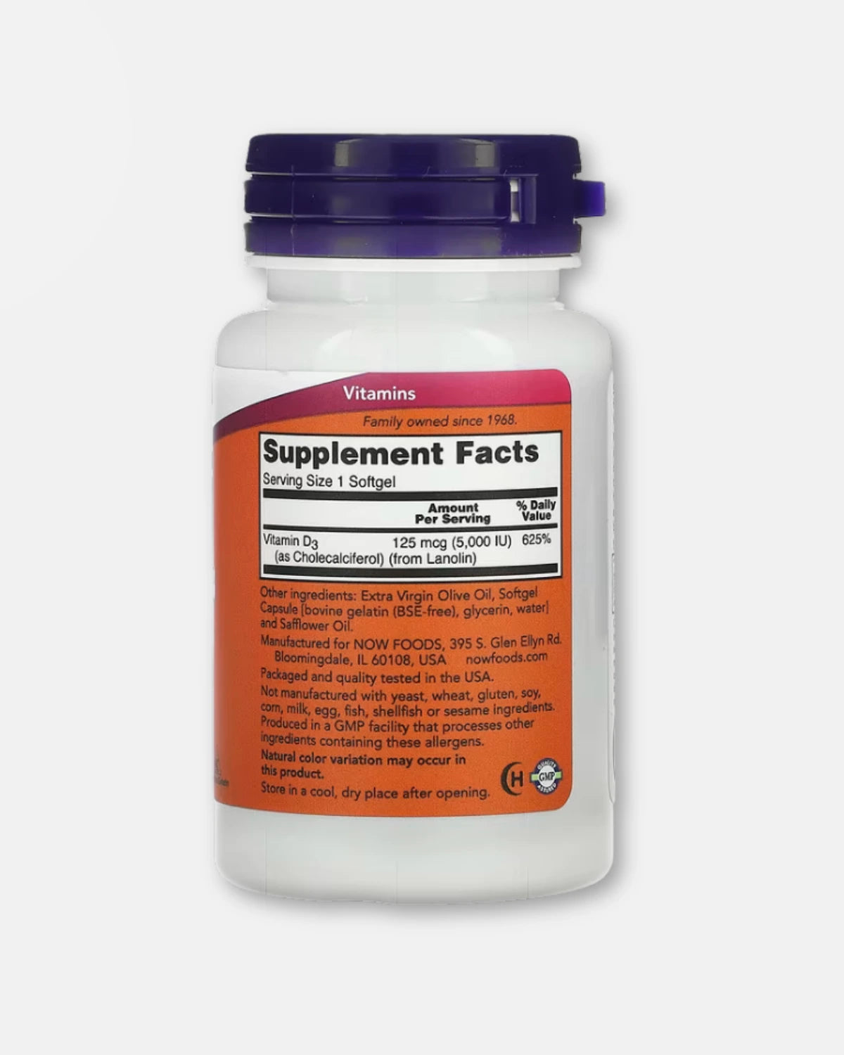 Vitamin D3 – 5 000 IU (125 mcg) – 120 kapsler