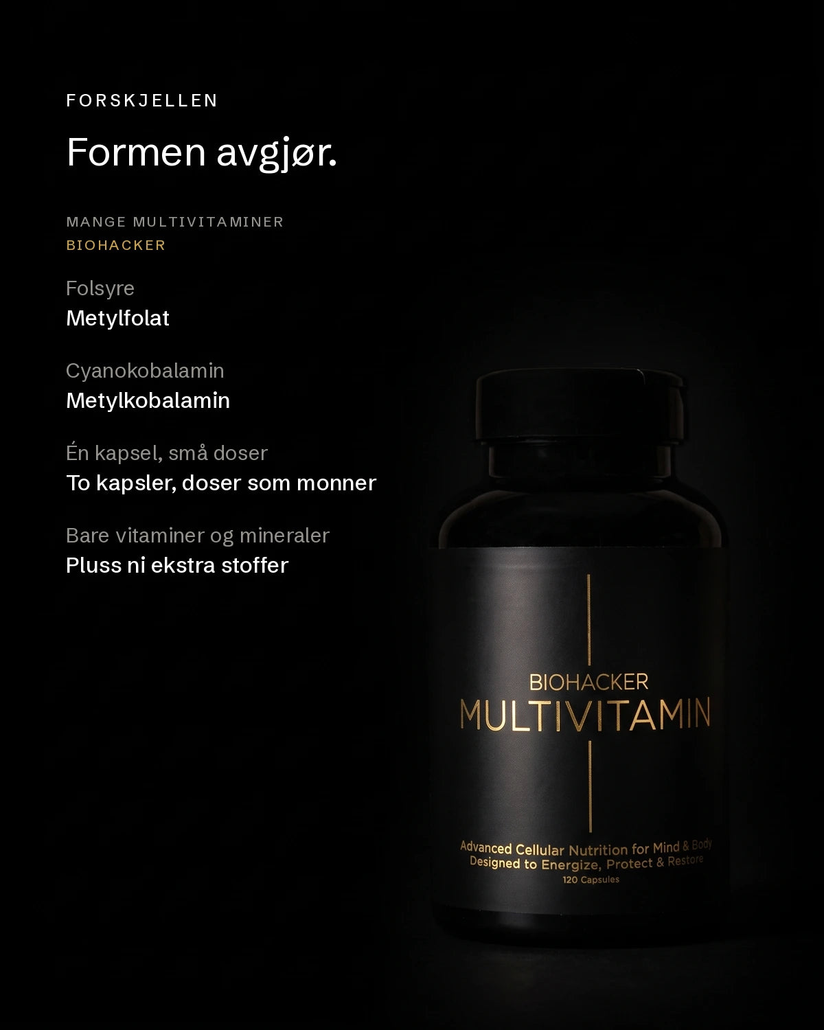 Metylfolat og metylkobalamin mot vanlige multivitaminformer