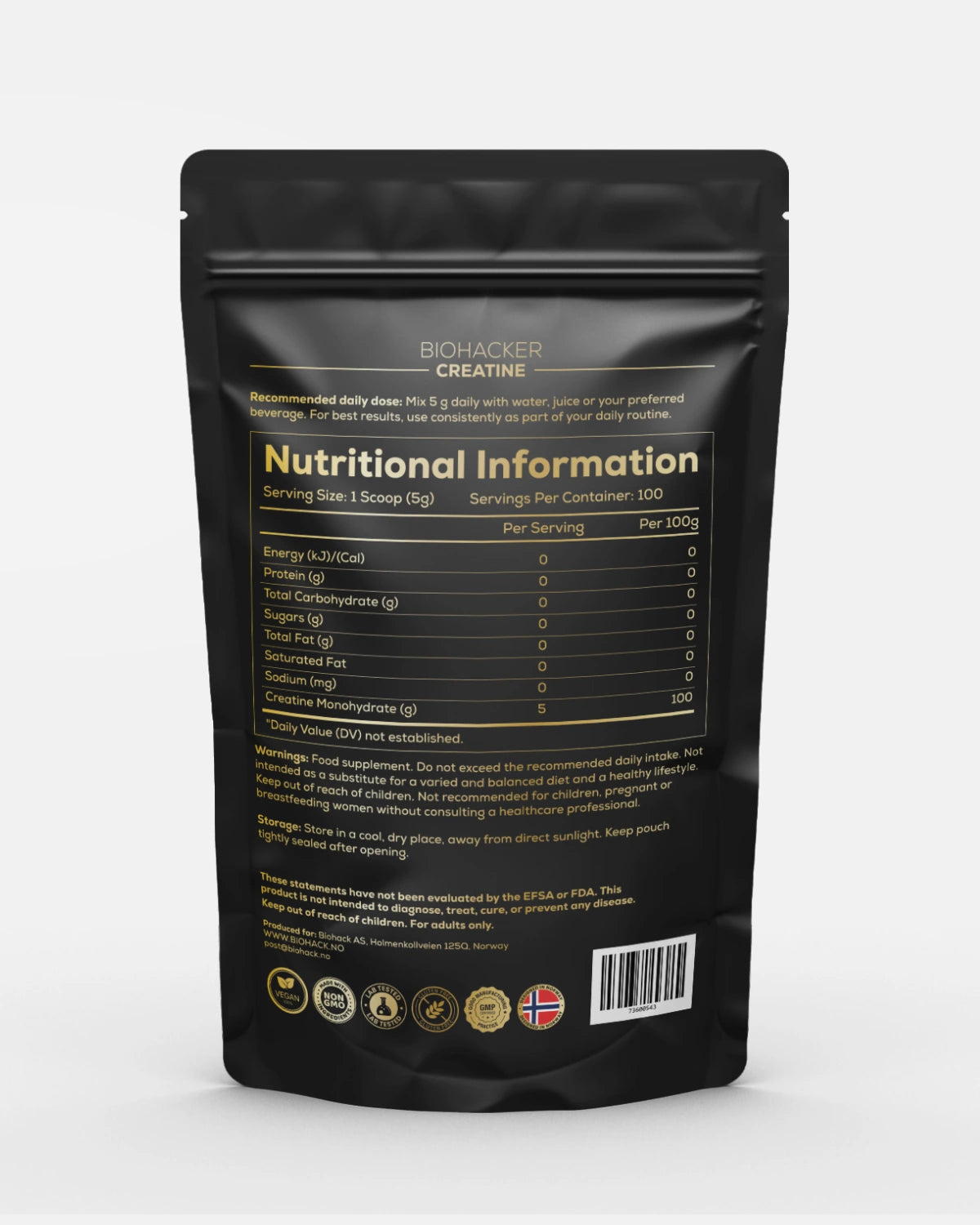 Kreatin | Ren monohydrat | 500 g