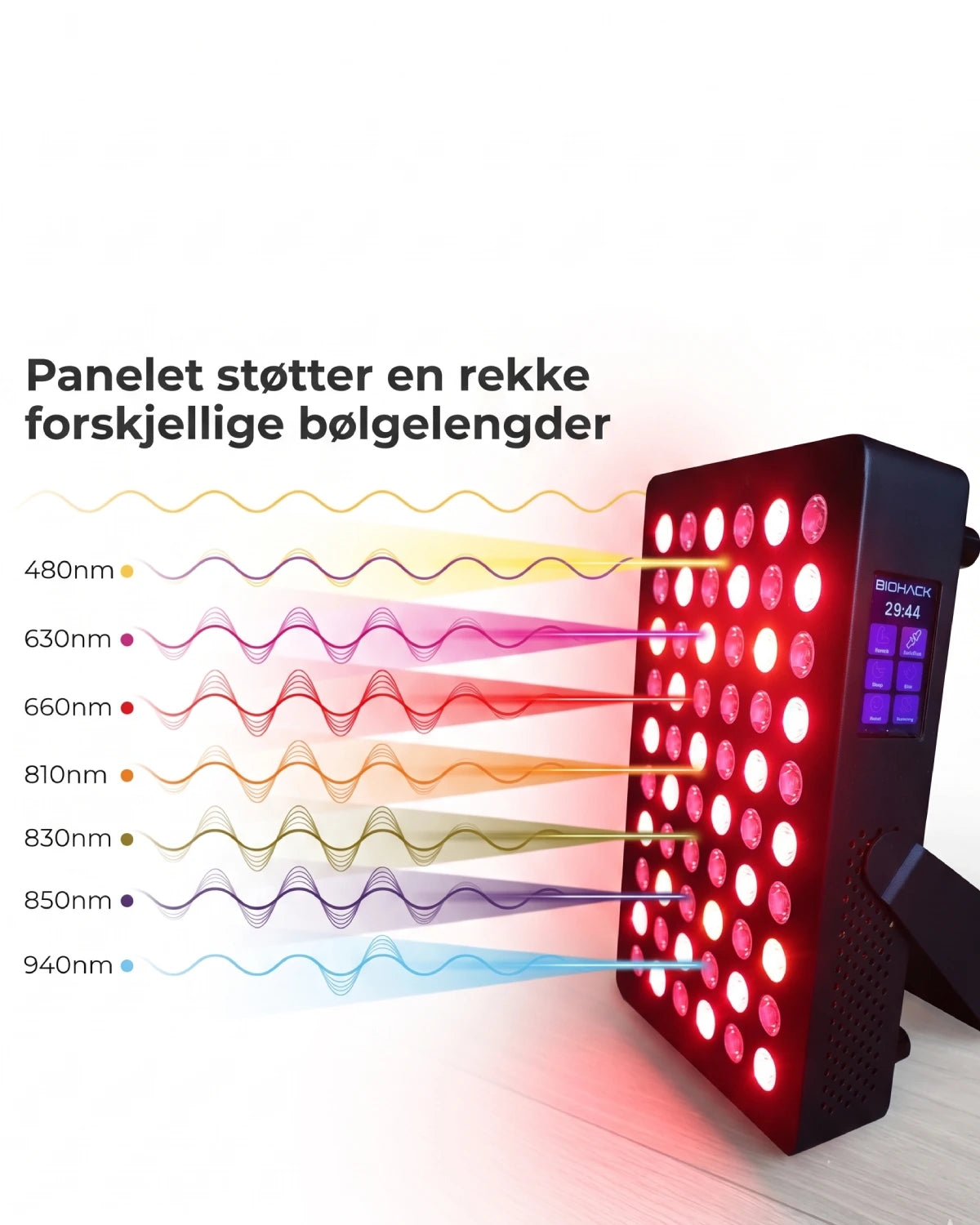 LUX-7 Pro Rødtlyspanel – 7 Bølgelengder & Touch-skjerm