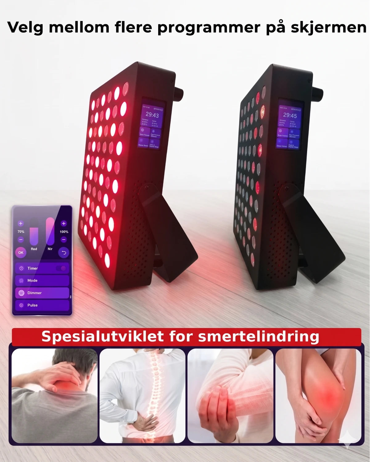 LUX-7 Pro Rødtlyspanel – 7 Bølgelengder & Touch-skjerm