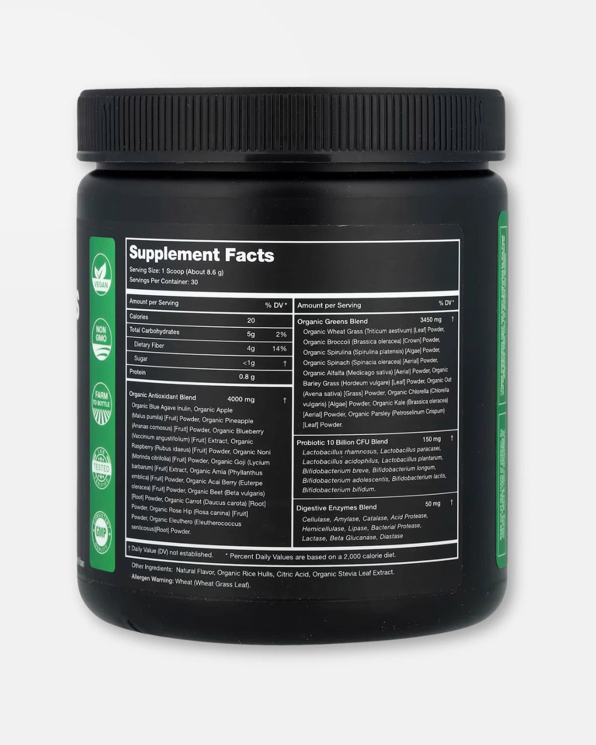 Super Greens med supermat, probiotika og enzymer - 258g