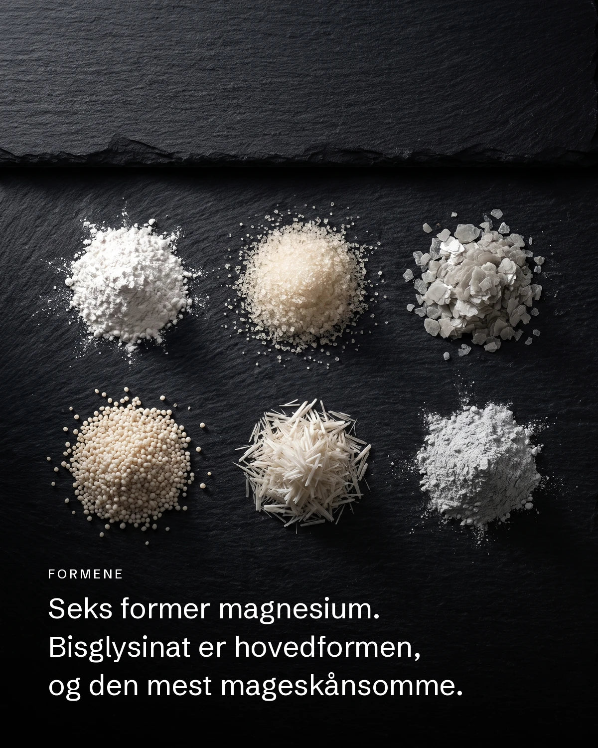 De seks magnesiumformene i Biohacker Premium Magnesium Complex